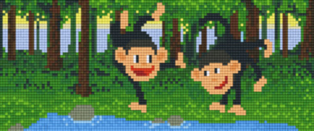 Monkies Three [3] Baseplate PixelHobby Mini-mosaic Art Kit image 0